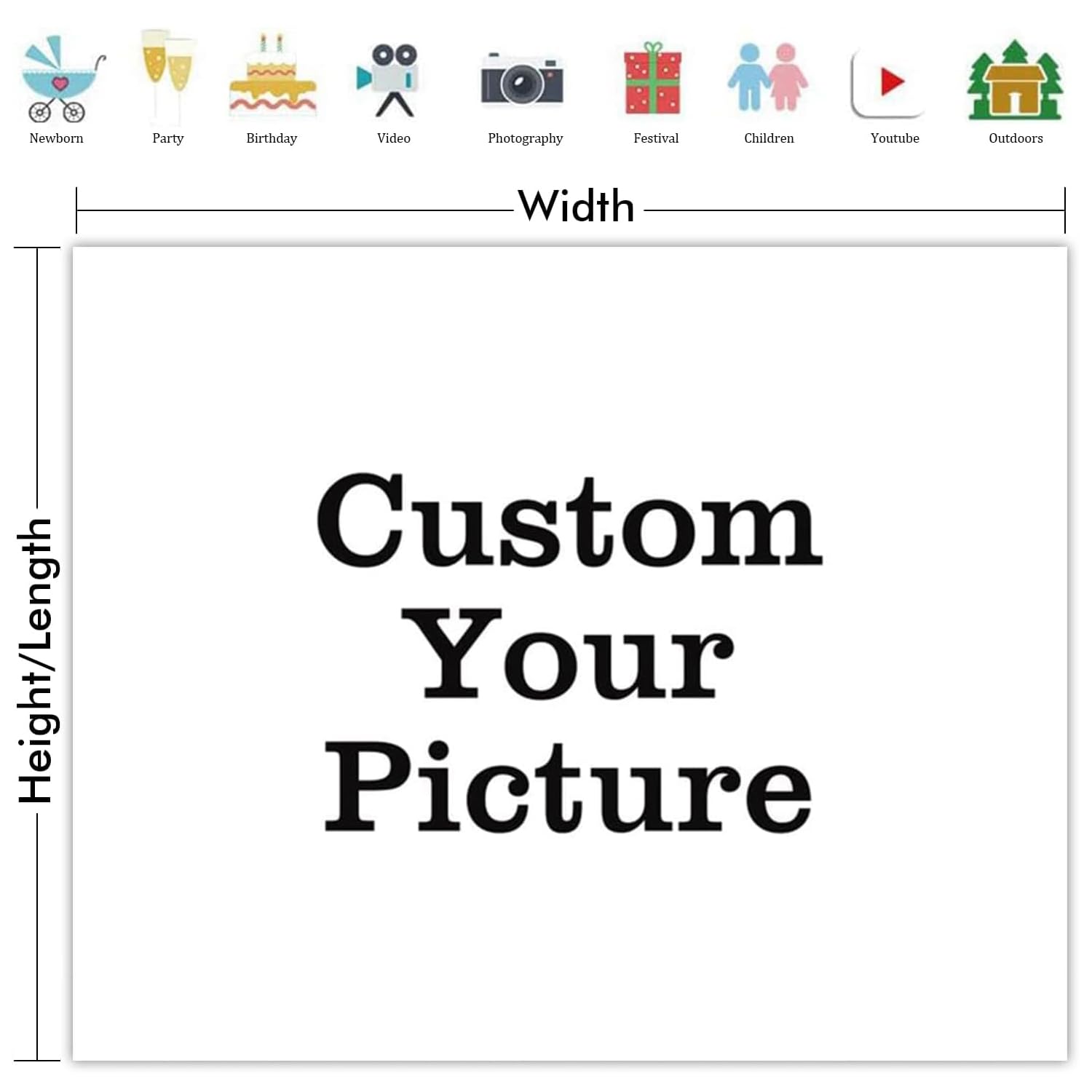 2.2x2.2m Toile de Fond Photo personnalisée Impression personnalisée Design Upload Photo Background Custom Your Picture Image Text Vinyl Backdrop Personalized Backdrop