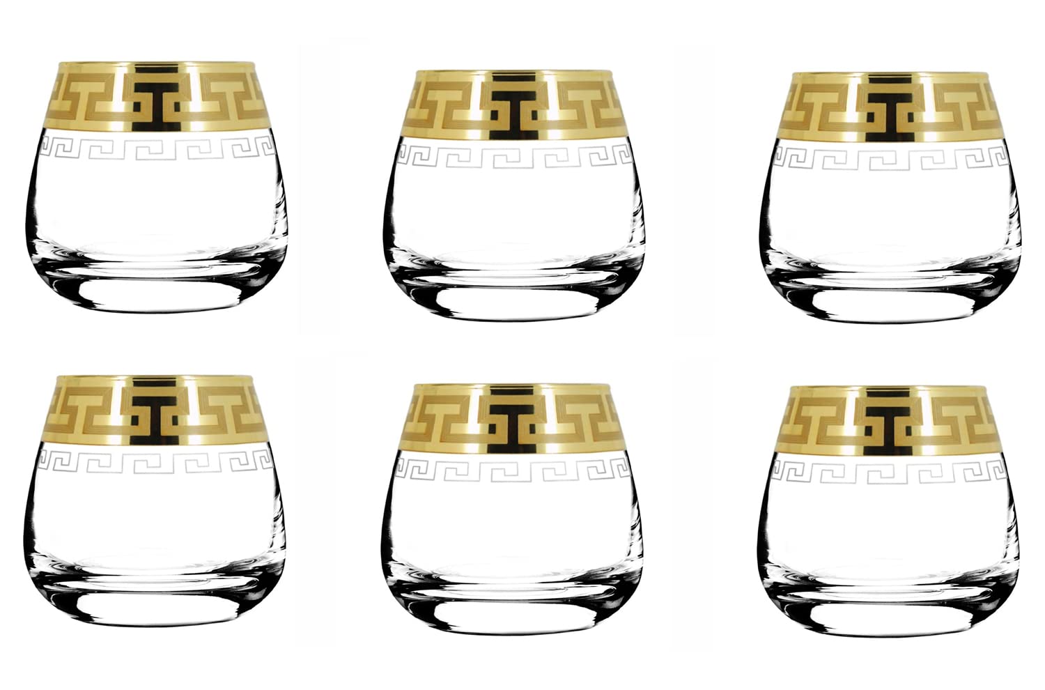 NEVINE Set of 6 Limited Edition Rose Gold Collection Series Transparent Glass for Serving Whisky/Juice/Drinks, Multi-Use Classic Russian Glasses