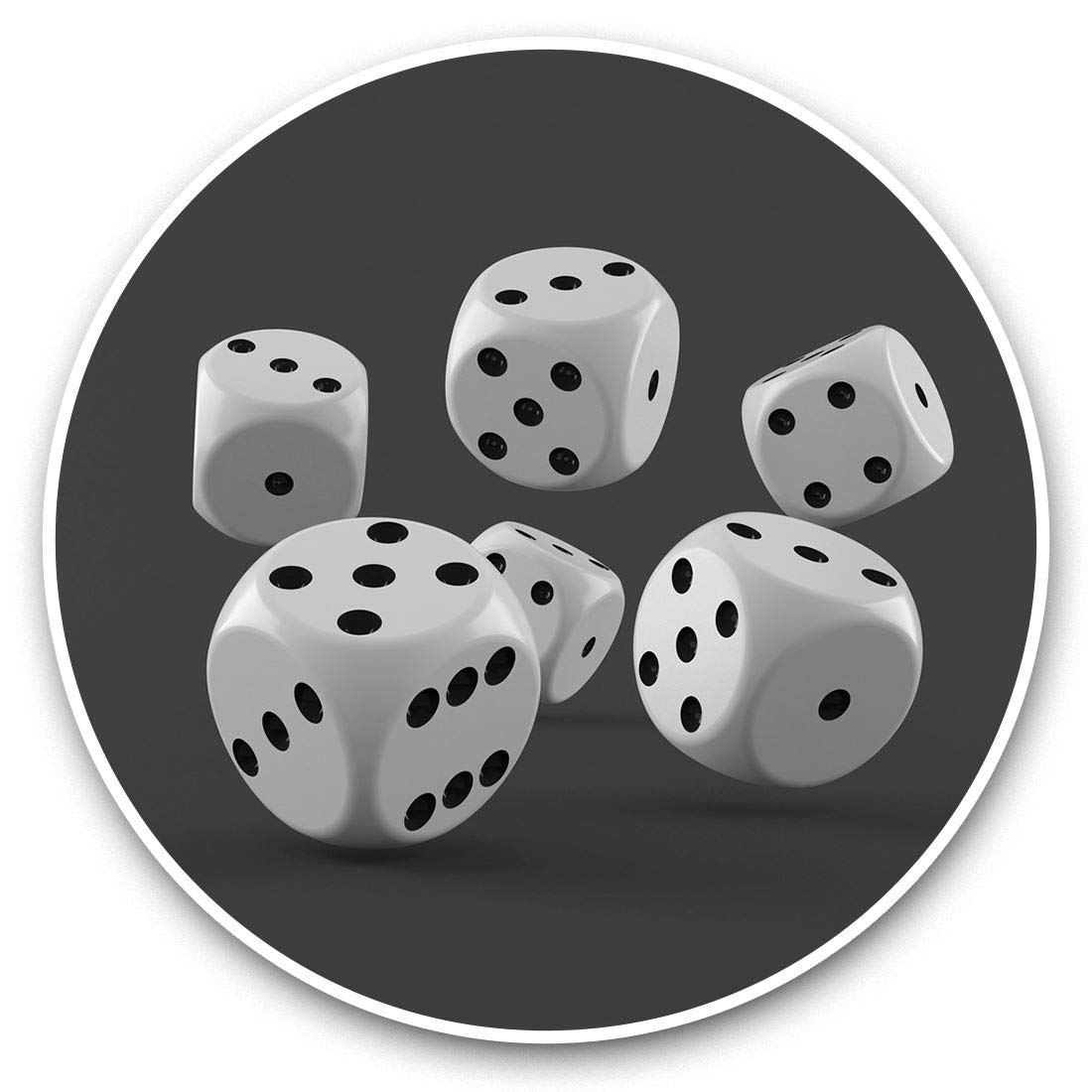 Awesome Vinyl Stickers (Set of 2) 7.5cm (bw) - Dice Roll Casino Game Luck Fun Decals for Laptops,Tablets,Luggage,Scrap Booking,Fridges #36838