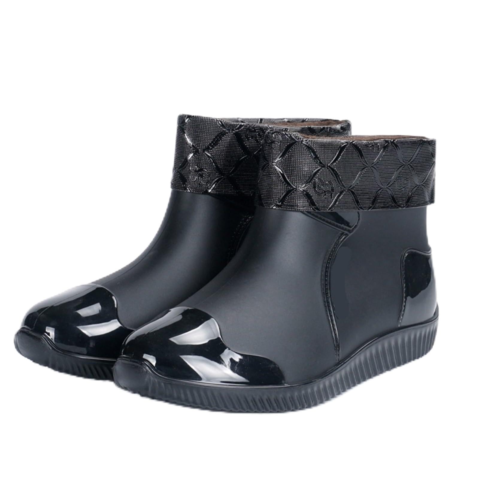 Stivali Pioggia Uomo Stivali da pioggia da uomo Stivali da lavoro in gomma impermeabili Scarpe comode da passeggio for uomo Stivali corti(Green-Fur,44)