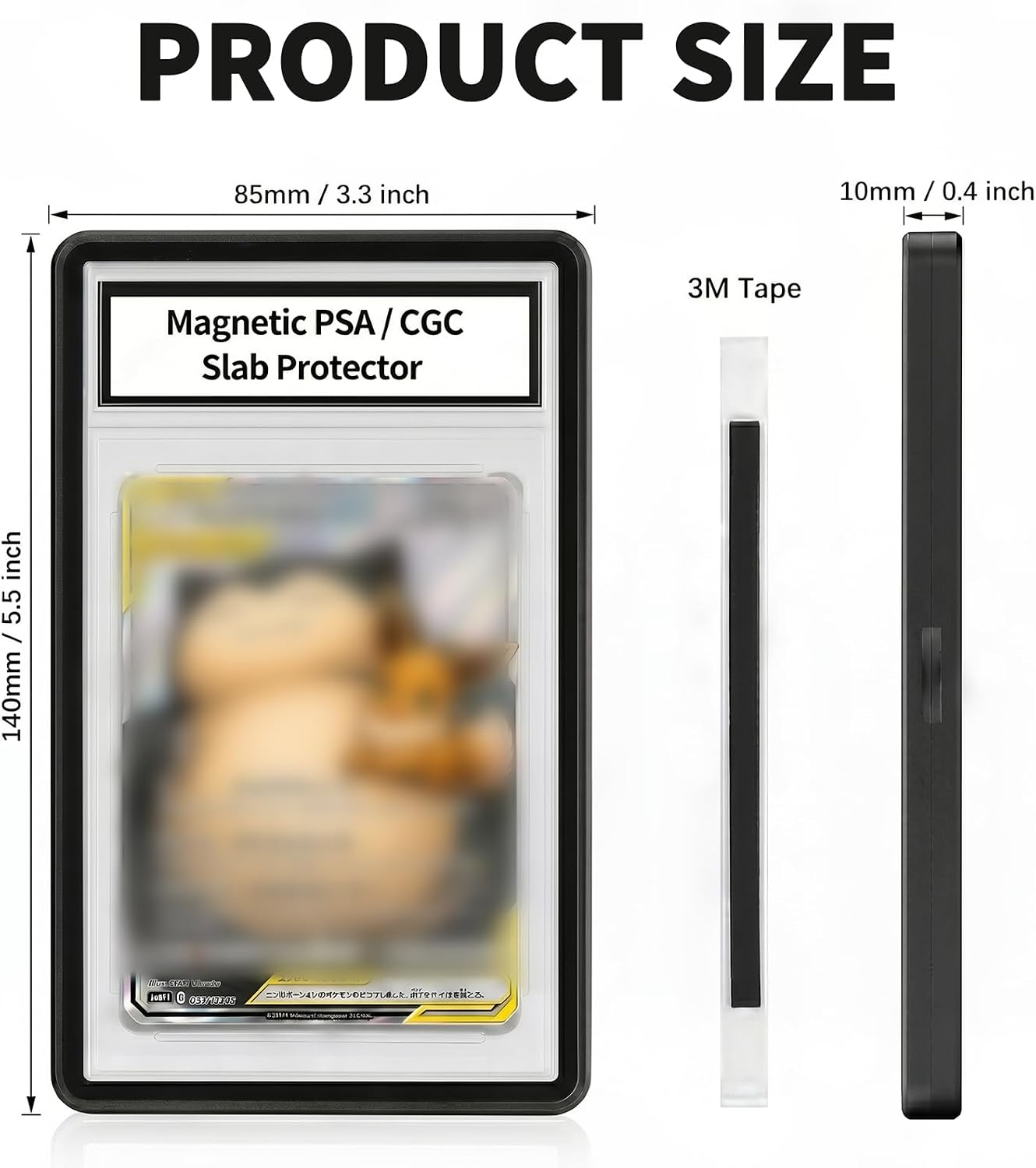 Magnetic PSA/CGC Slab Protector, UV Blocking Tempered Glass Aluminum Graded Card Case for 35PT PSA CGC CSG AGS, Metal Bumper Display Guard with 9-Point Lock & Clear View (Black)