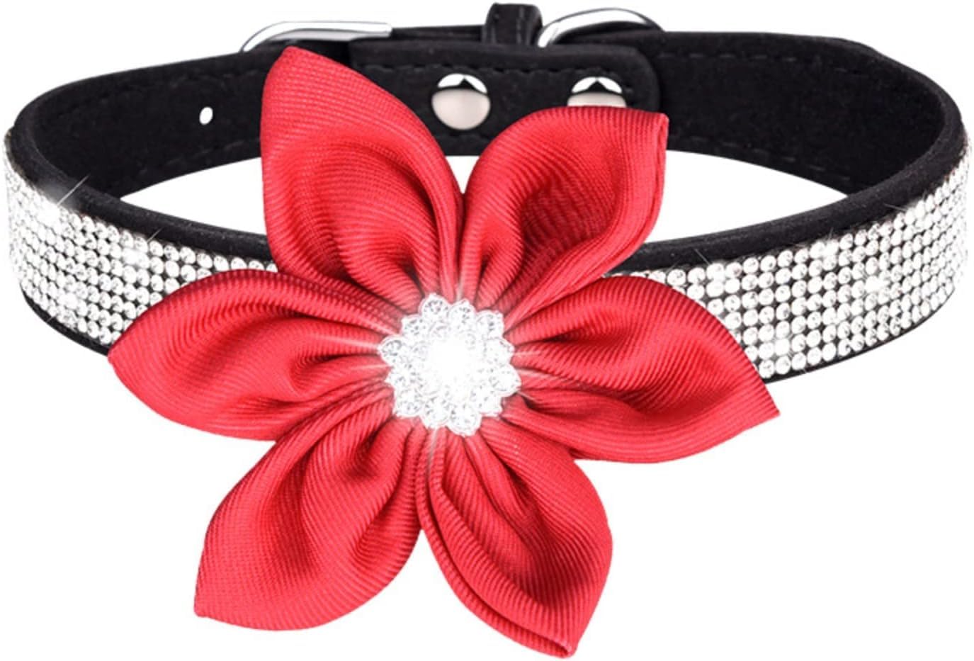 obroża dla zwierząt, Słodka dziewczyna Rhinestone obroża dla psa miękka kwiatowa szczeniaka odblaskowa spersonalizowana małych średnich dużych psów zwierzęta domowe(Pink,Large)