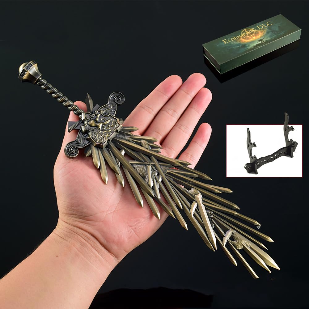 Maquetas de Videojuegos, Espada de utilería Metal 30 cm (11,8") con Soporte exhibición. Coleccionable, Ideal for Cosplay, decoración Escritorio y Regalo for Gamers