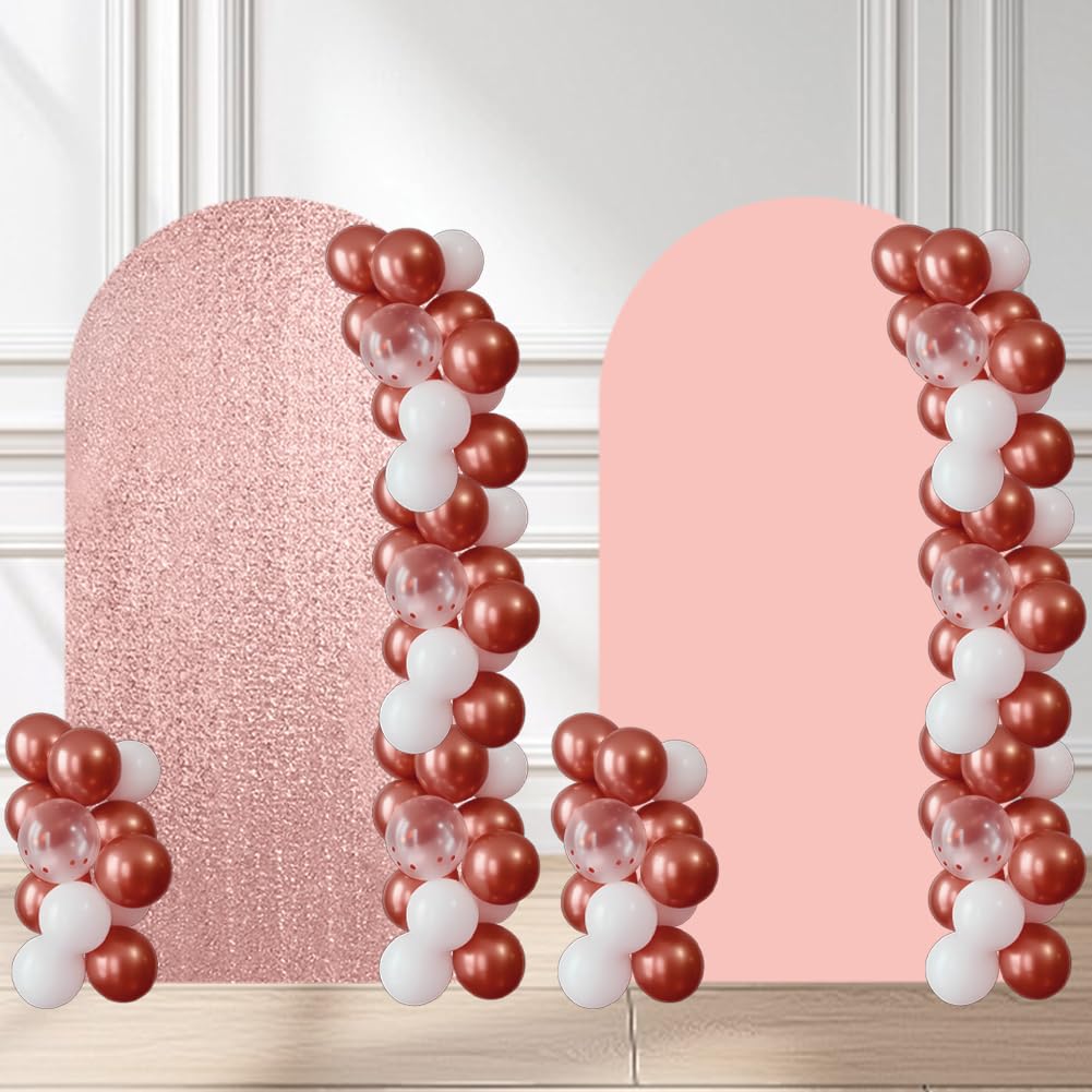 CREATCABIN Arco de Lentejuelas de Oro Rosa de 6 pie para Boda, Soporte de Fibra Elástica, Redondo, Ajustado, para Decoración de Bodas, Fiestas, Cumpleaños, Ceremonias Y Fotografías 180 x 80cm