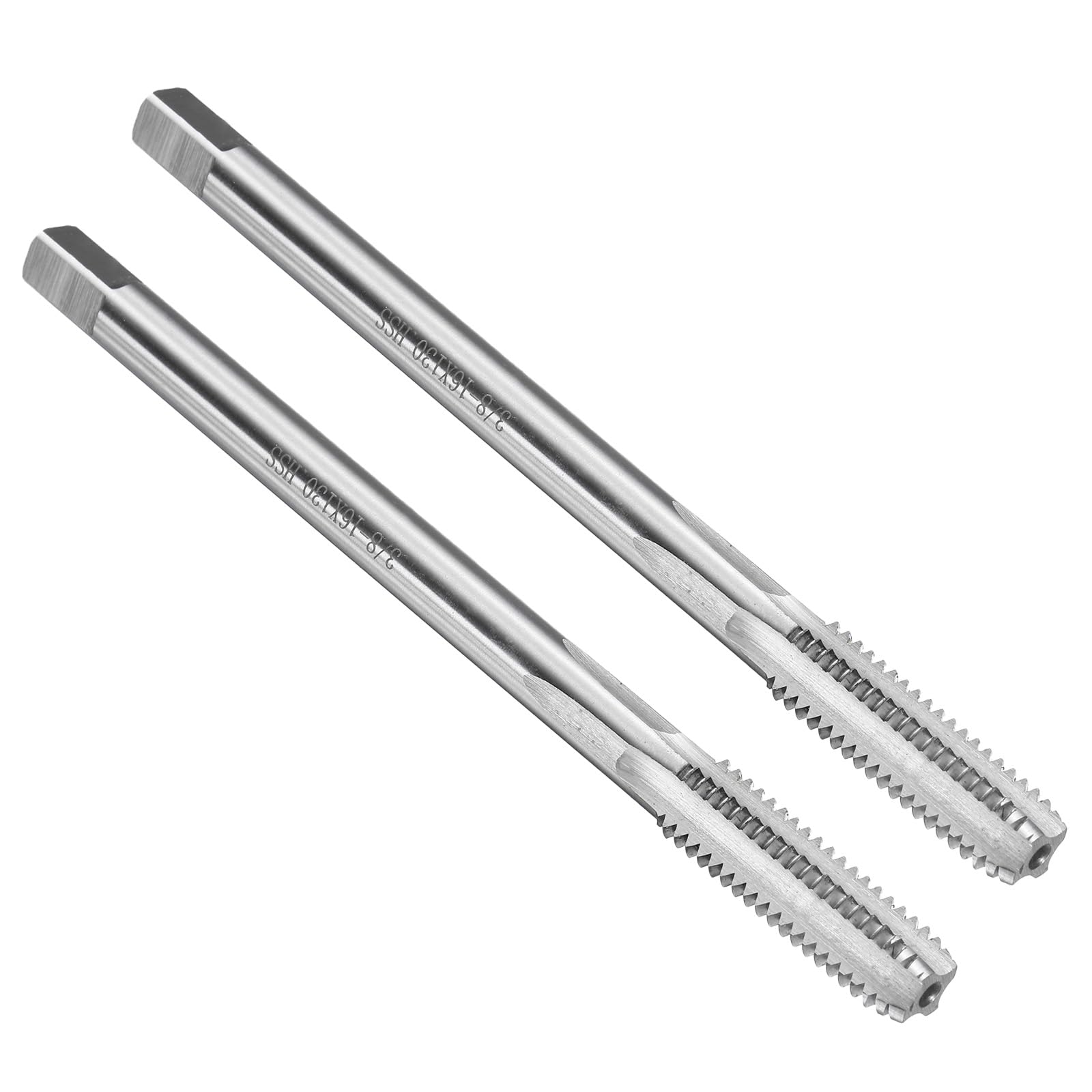 uxcell 2pcs Straight Flute Screw Taps 3/8-16 UNC 2B Thread 5