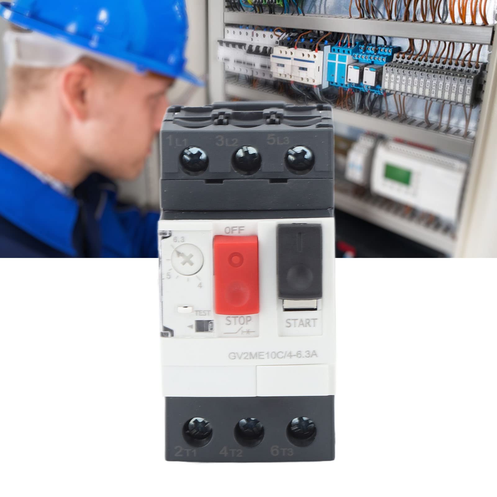 GV2-ME14C Disjoncteur de Protection Moteur, AC690V, Installation sur Rail 35mm, 6-10A, Protection Contre Courts-circuits et Surcharges, Contrôle par Bouton, Matériau ABS