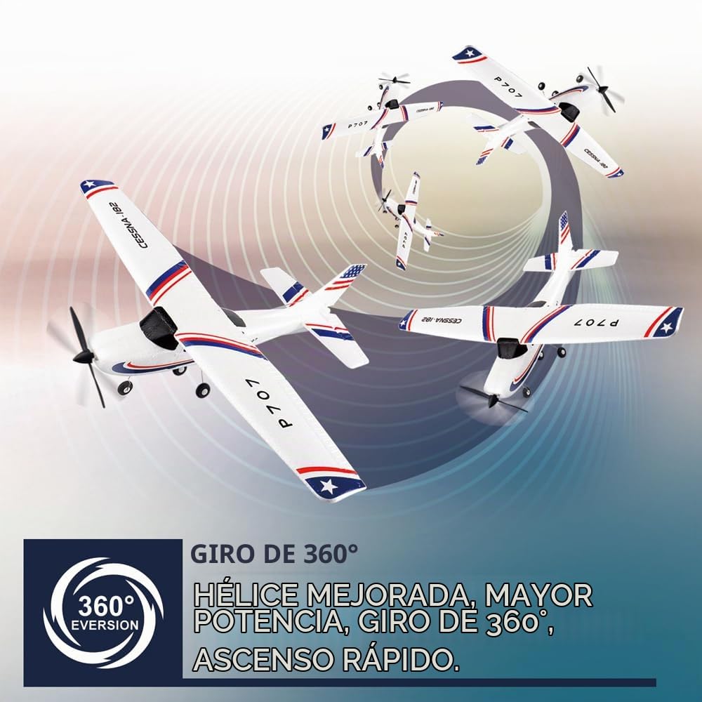 P707 Avión RC de 3 Canales para Adultos, 3D6G, ala Fija, RTF Avion Teledirigido con 2 Baterías, Motor 720,Juguetes para Principiantes al Aire Libre (2BSL)