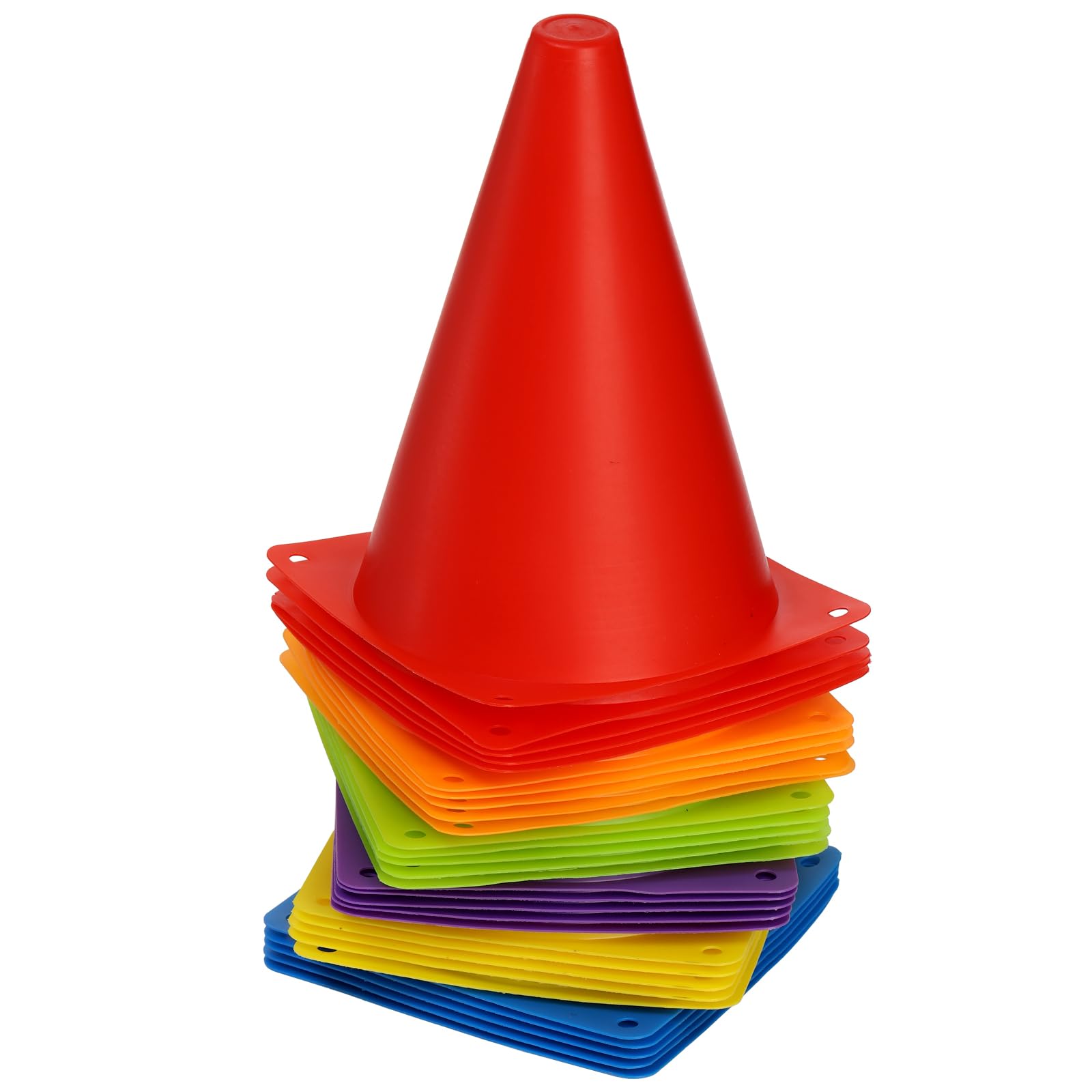Tebery Faswin 30 Pièces Cônes de Signalisation, Cônes de Circulation en Plastique, Cônes Entraînement, pour Le Sport, l'extérieur, Le Slalom, Le Football, Coloré
