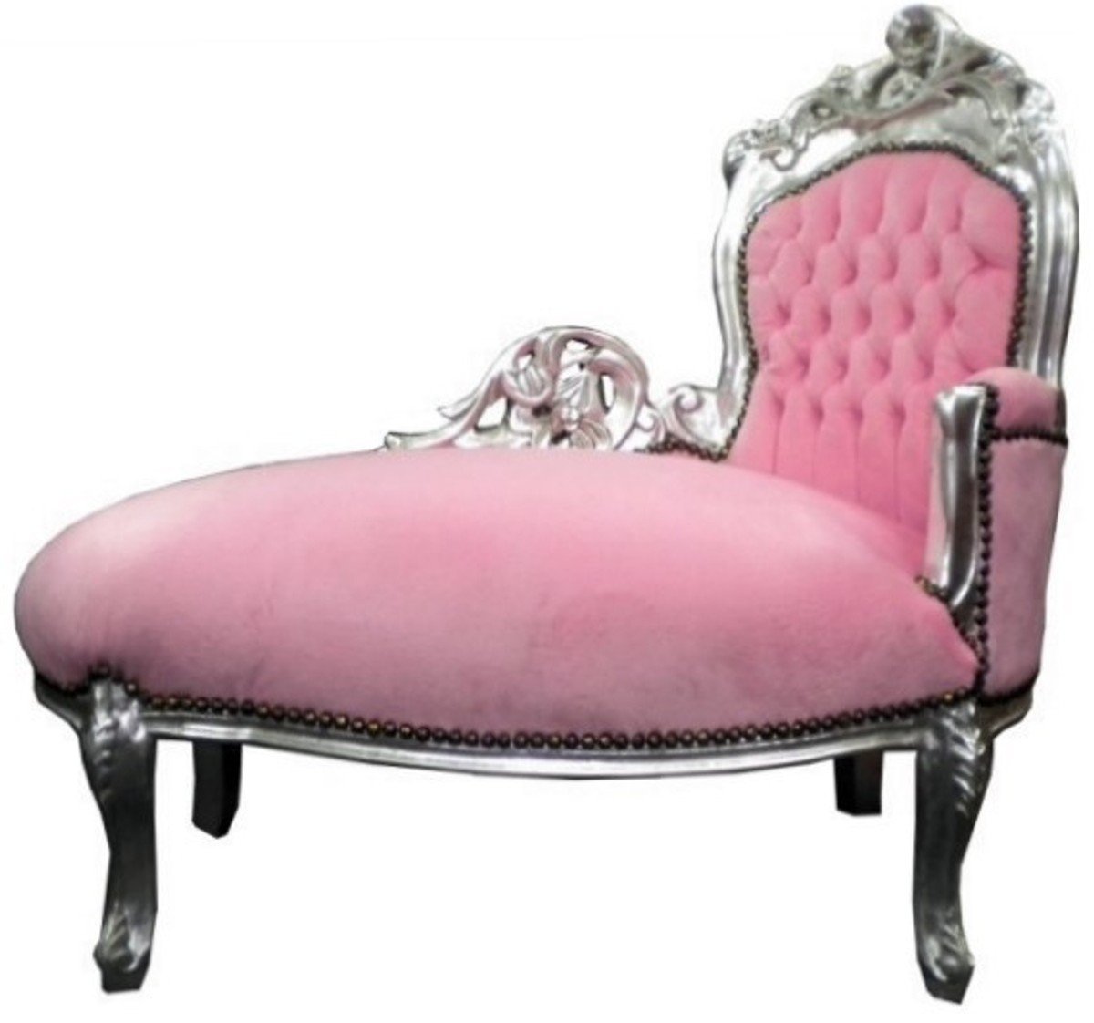 Casa Padrino Baroque Kids Chaise Pink/Silver MOD 2 - Baroque daybed Furniture