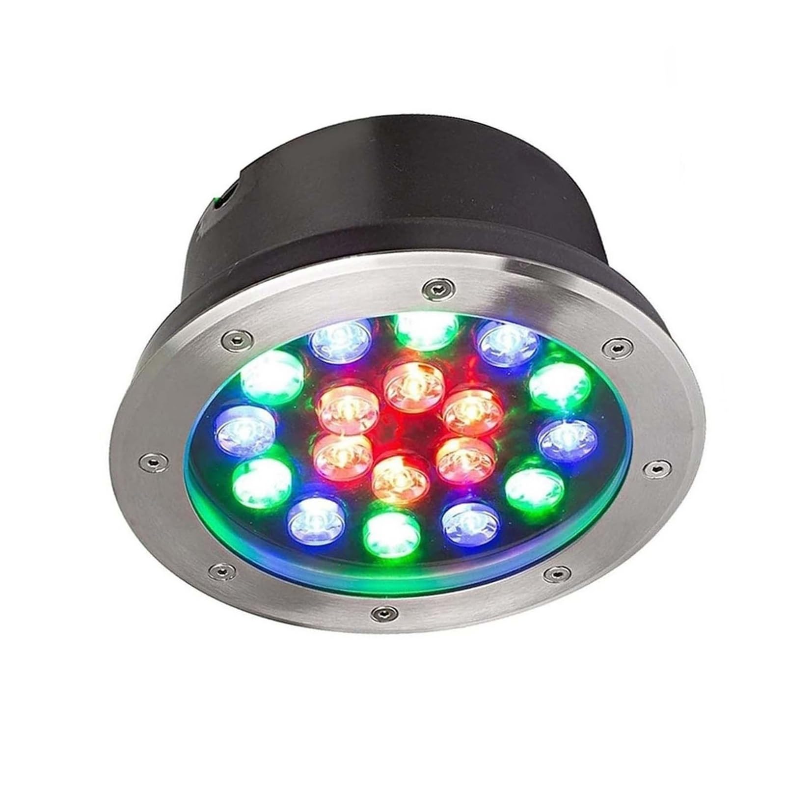 JOUFNING Submersible LED Fountain Light, LED Pool Underwater Lamp, IP68 Waterproof Recessed Stainless Steel Pond Spotlight, RGB Color Changing Landscape Lights(12V,9w)