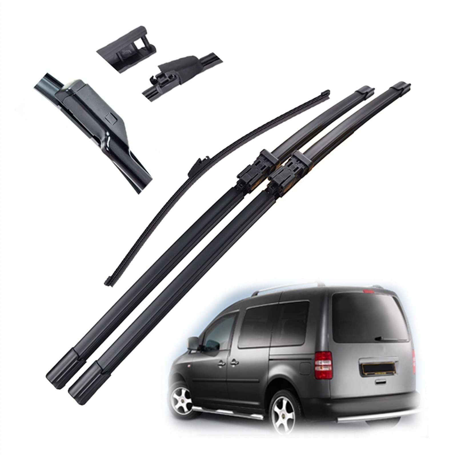 24''18''16'' Parabrezza Parabrezza Spazzole Tergicristallo Auto Anteriore Posteriore Lunotto Tergicristallo Per VW Per Caddy 2008 2009 2010 2011 2012 2013 2014 Parabrezza