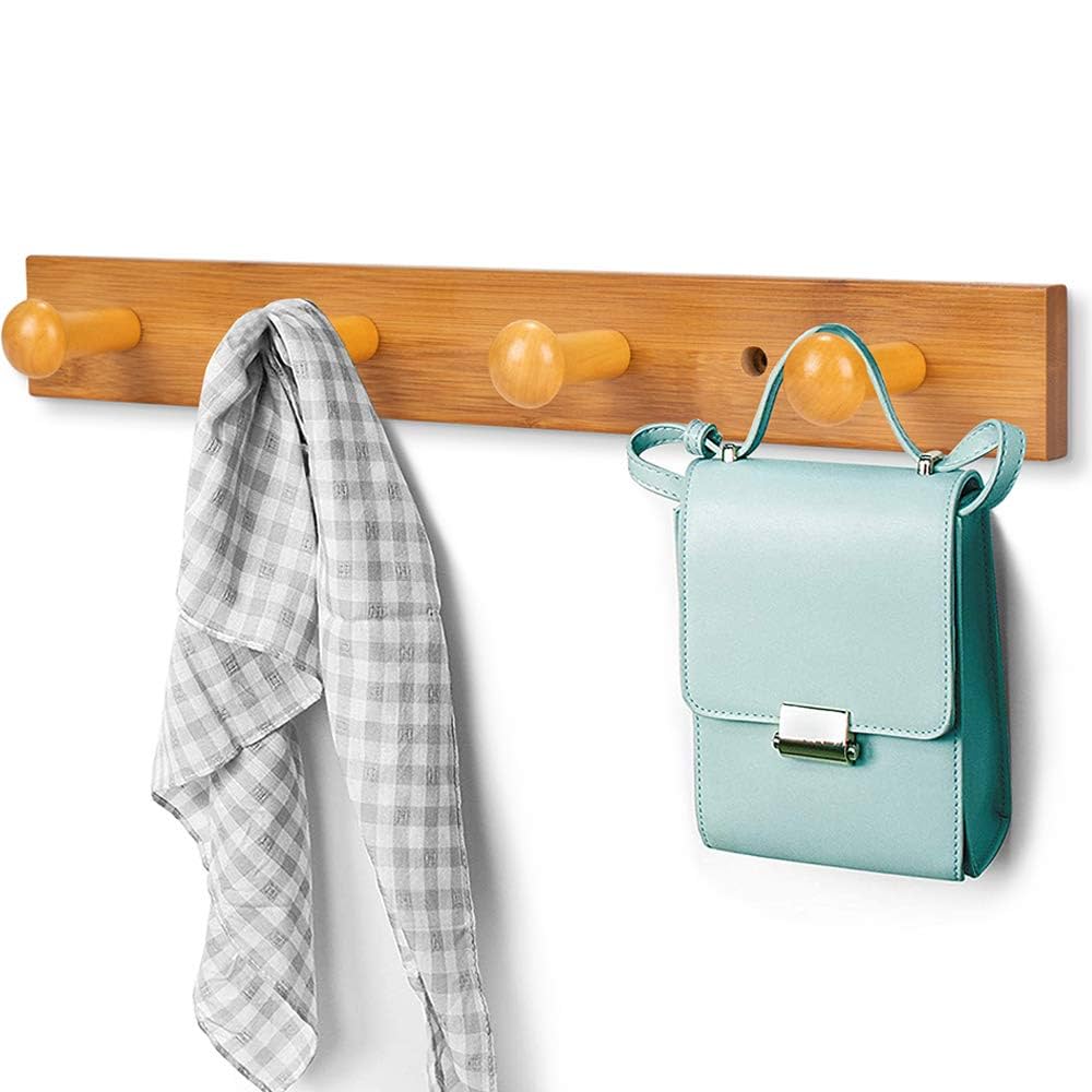 Amazon.co.jp: ウォールハンガー 壁掛けフック 木製 4連 整理