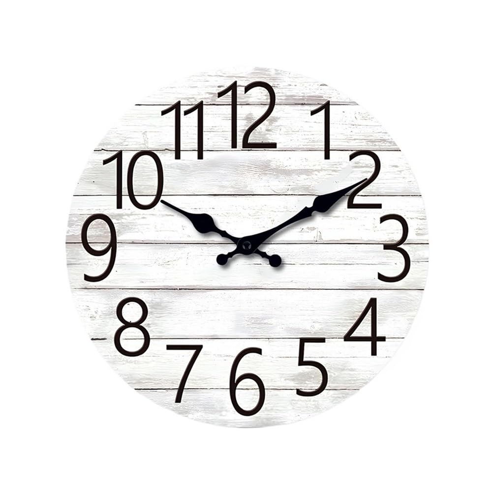 FbqLhe1ahh Office Home Decoration Wall Clock Silent Quartz Retro and Simple Imitation Wood Grain Pattern for Living Room, Bedroom Decorative