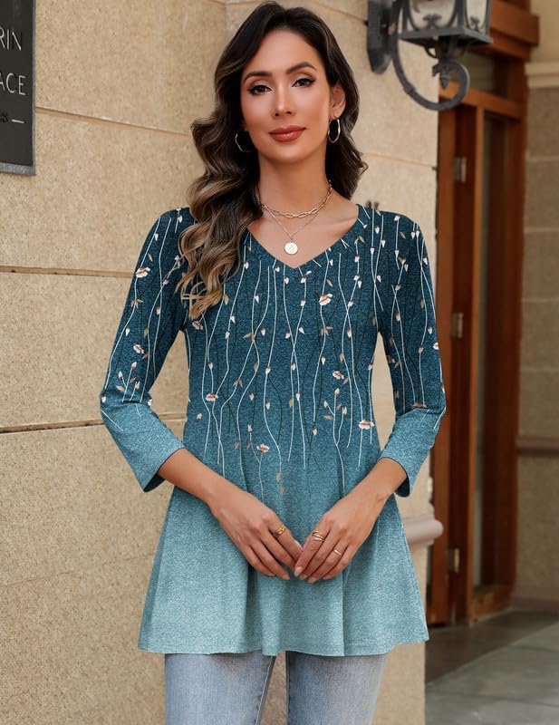 Womens Tunic Tops 3/4 Sleeve V Neck T Shirts Loose Fit Dressy Casual Blouses Boho Business Outfits - Image 4