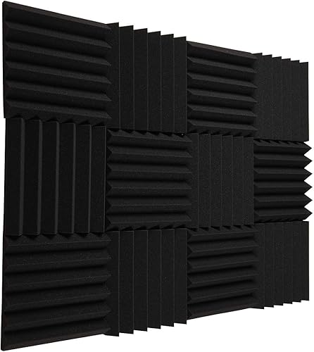 Miniatura 7 de Paneles de espuma acústica ignífugos, paneles absorbentes de sonido, cuñas de espuma de estudio para paredes, 2 x 12 x 12 pulgadas, paquete de 12