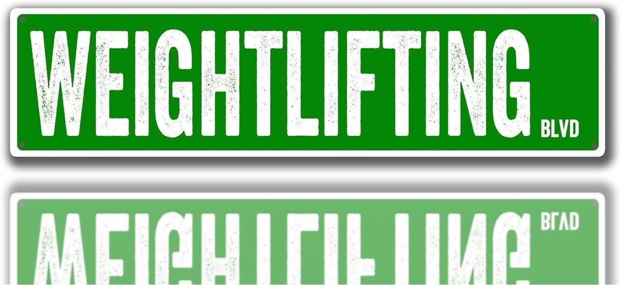 peiyeety Vintage Weightlifting BLVD Retro Metal Tin Sign, Rustic Aluminum Wall Decor, Fitness Gym Theme Accent for Home Bar Kitchen Garage Man Cave 4x16 Inch
