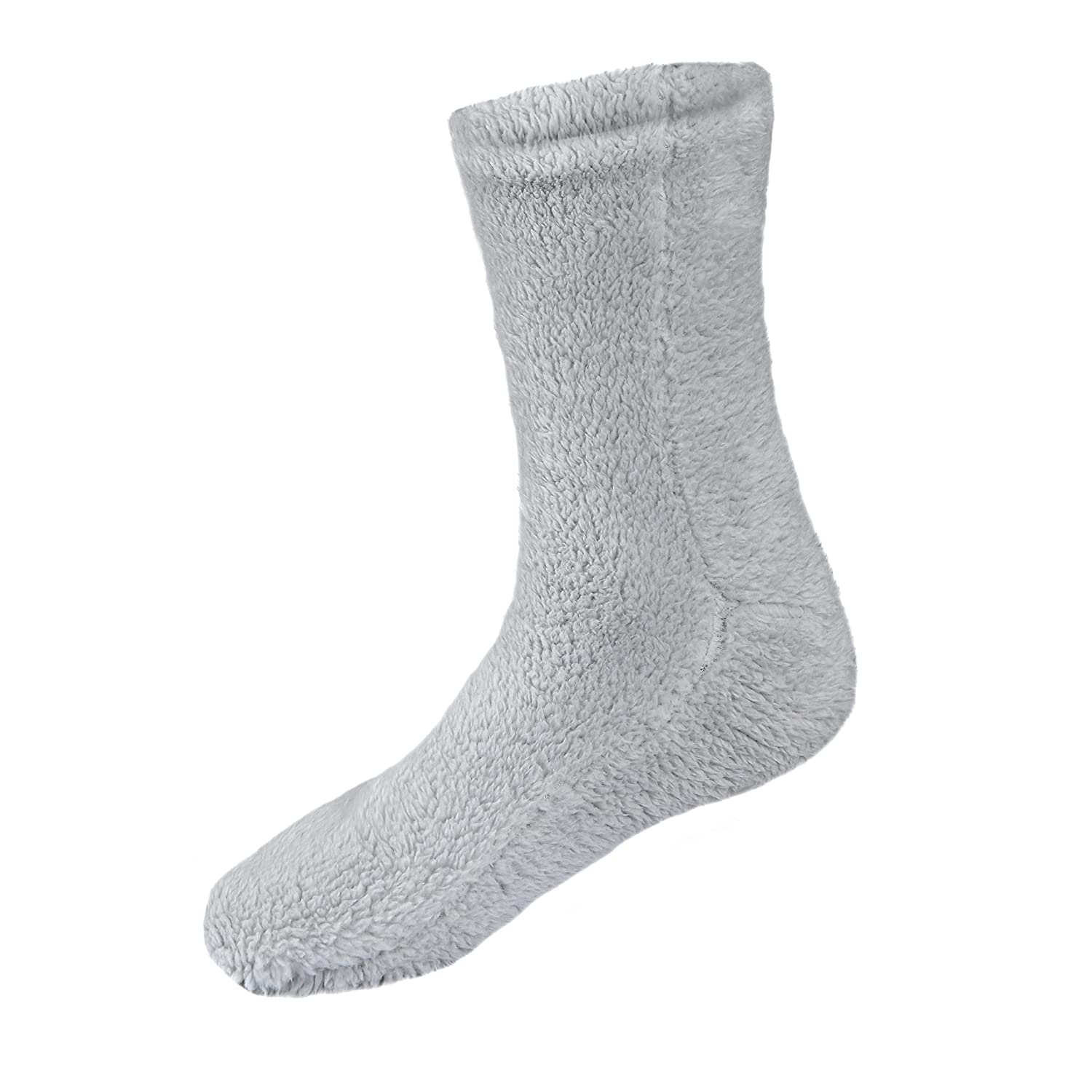 Sleepdown Women's Ladies Teddy Fleece Socks, Grey, M-L