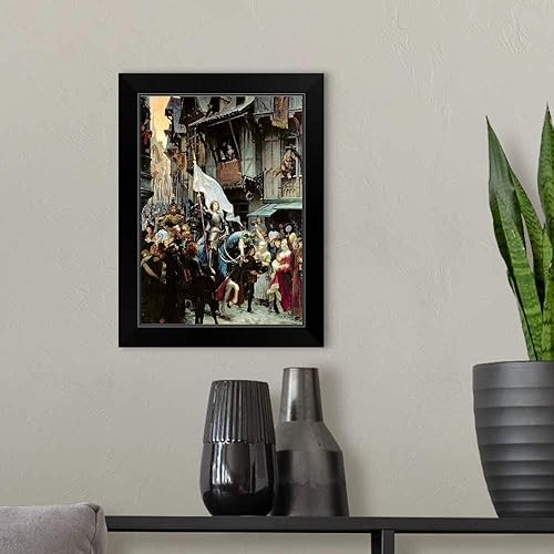 Miniatura 3 de CANVAS ON DEMAND La entrada de Juana de Arco en la impresión artística enmarcada negra, obra de arte histórica