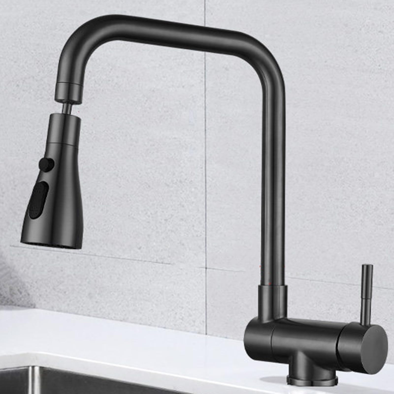 ZQFHSX Folding Kitchen Mixer Tap - Swivel 3 Modes, Stainless Steel, Finish