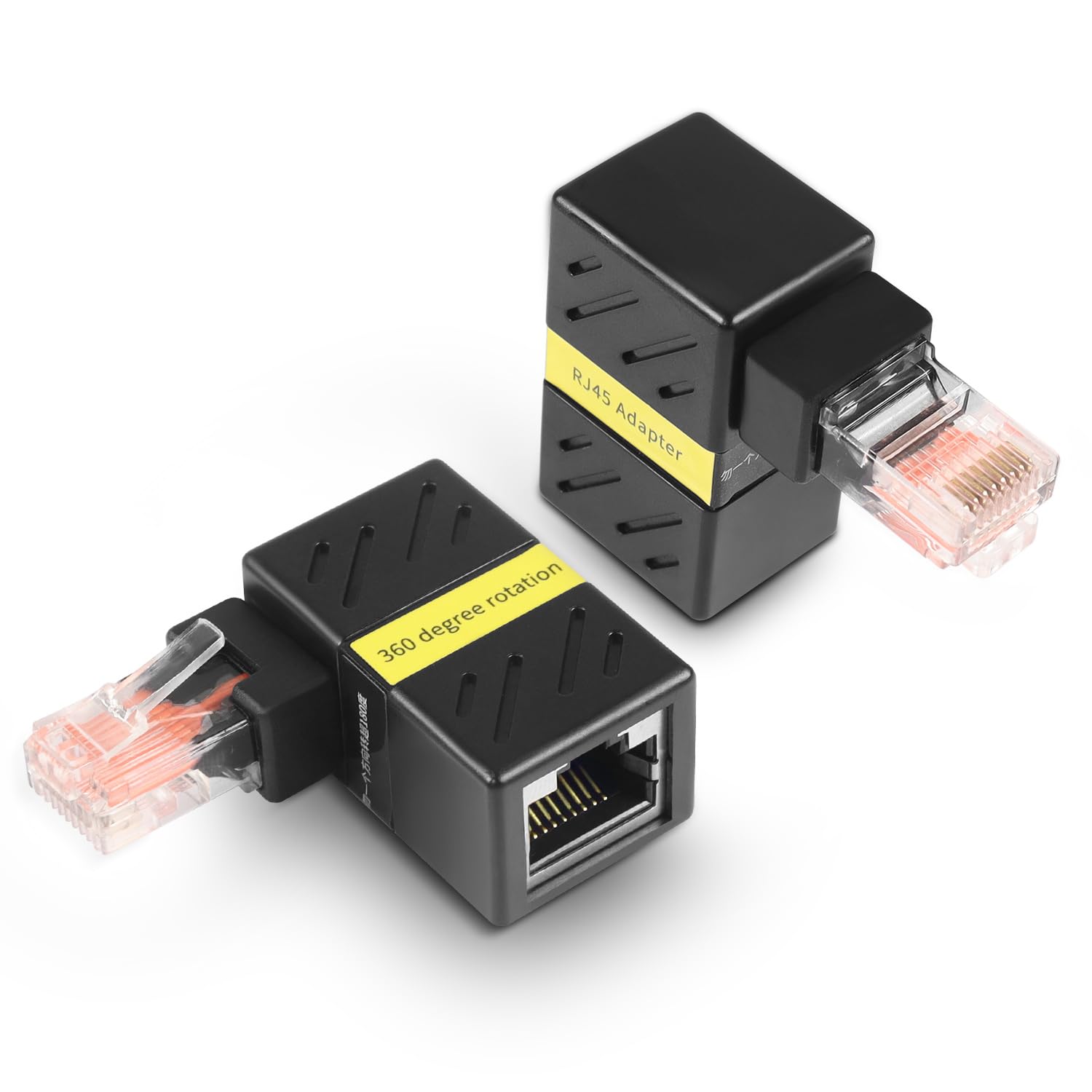 2 adattatori Ethernet a 360 gradi, Gigabit ad angolo di 90 gradi, adattatore di rete LAN Cat5 Cat6, 1000 Mbps RJ45 8P8C, connettore maschio a femmina per computer, laptop, router