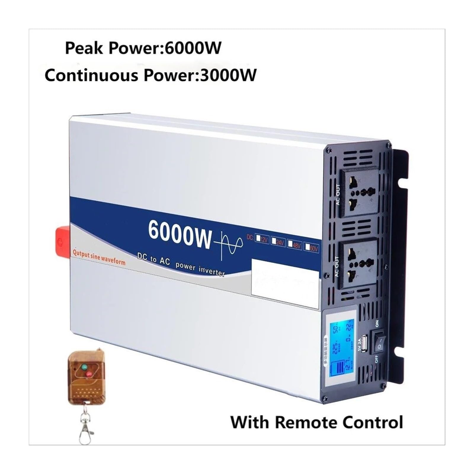 Inversor Corriente Inversores Onda Sinusoidal Pura 10000W 12000W para Coche Convertidor Voltaje 12 V 24 V 48 V 60 V Y 72 V A CA 110 V Y 220 V 50Hz Y 60Hz Transformador(48V,220-240V 50HZ Uni,6KW Rem)