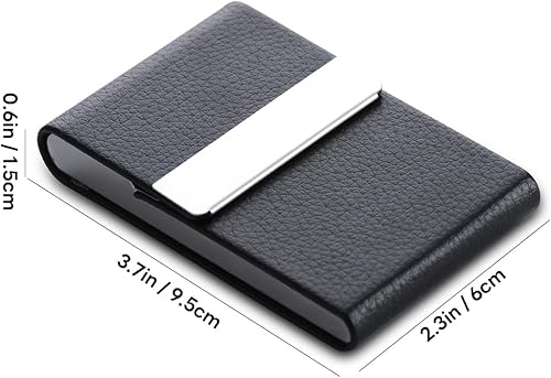 Miniatura 2 de Paquete de 2 tarjeteros de presentación, funda de piel sintética para tarjetas de presentación, pantalla delgada de metal, caja de tarjetas de