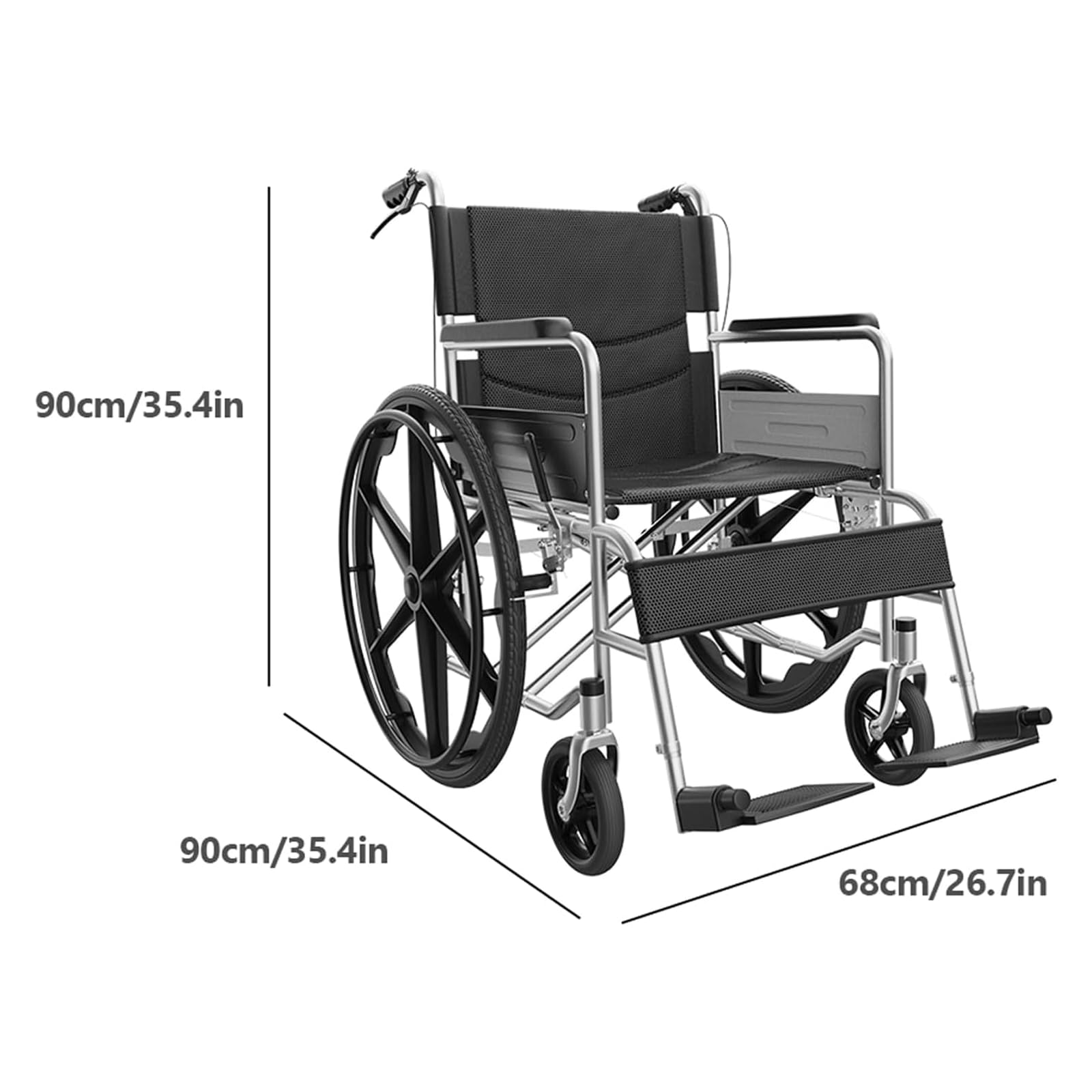 Wózek inwalidzki Rolstoelen Transportrolstoelen van koolstofstaal Verstelbare pedaalrolstoel Opvouwbare rolstoelen Belasting Transportstoel van 220 lbs wygodne