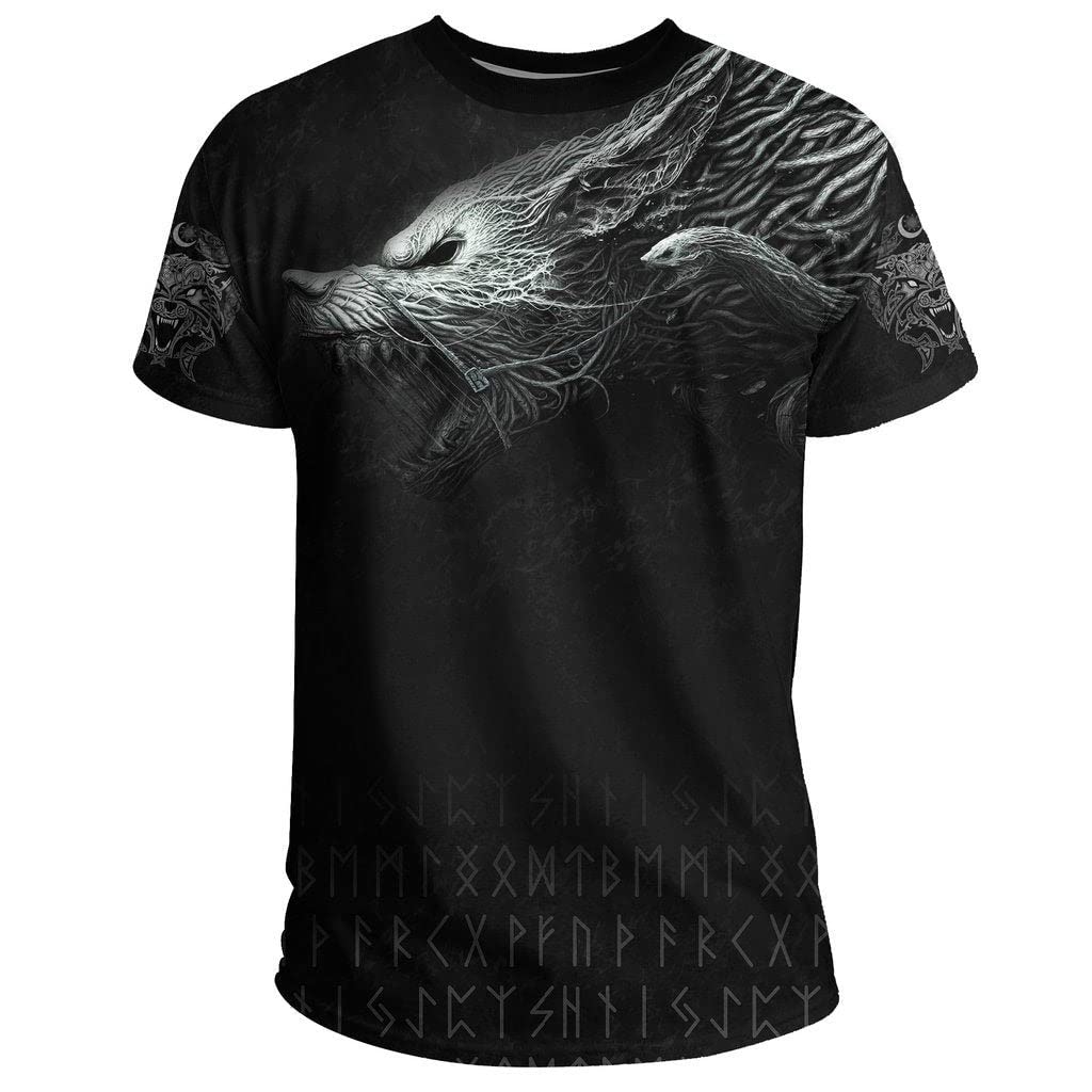 T-Shirt Homme Viking Fenrir Wolf Totem imprimé 3D pour un style mythologique unique en taille XXL