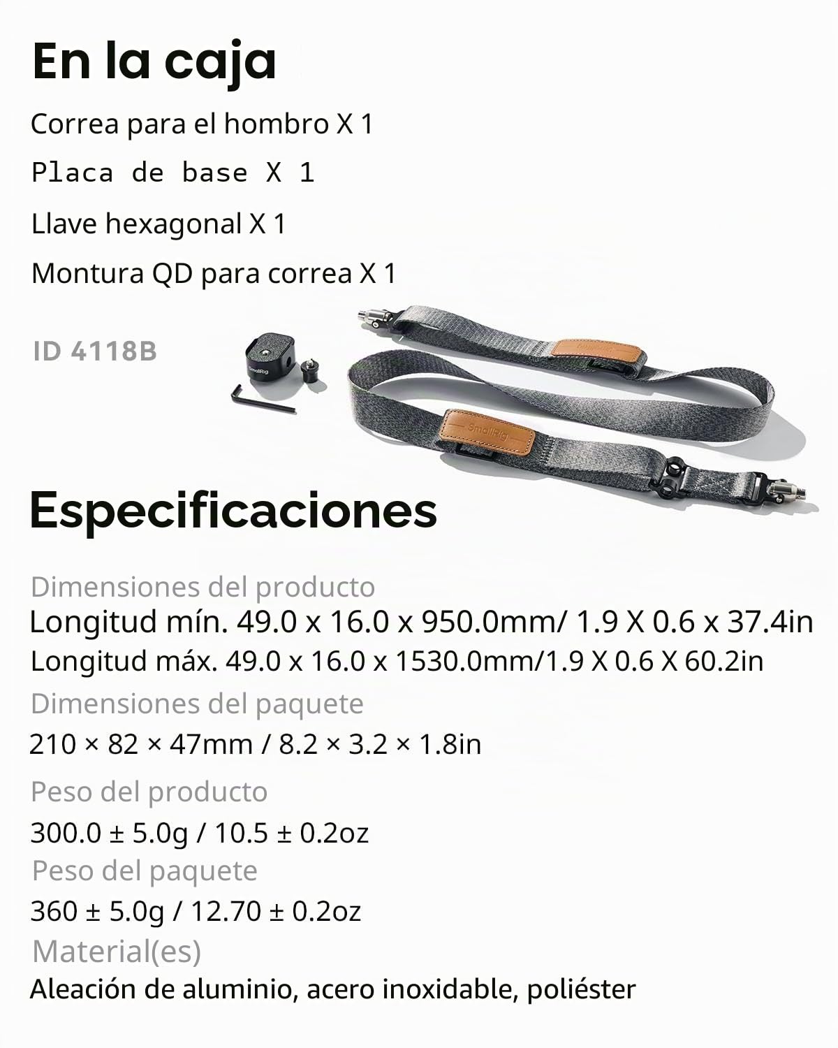 SMALLRIG Correa de Hombro Reductora de Peso RS3 RS2 para asa de Transporte para dji, cinturón de Gimbal con Hebillas de liberación rápida QD mejoradas para dji RS 5/4/ 4 Pro/ 3/3 Pro/ 2-4118C