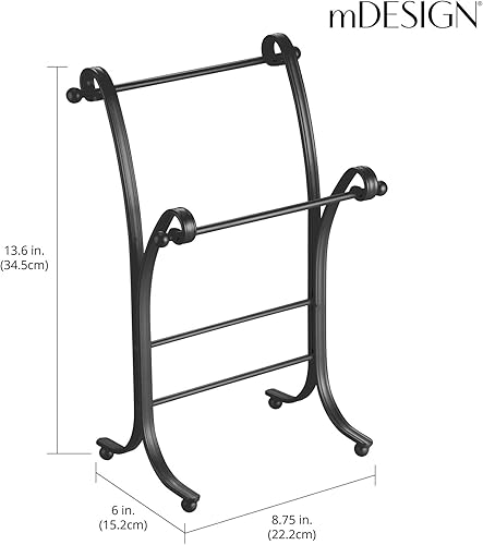 Miniatura 4 de mDesign Hyde Collection - Toallero de mano de acero para encimera - Toallero pequeño independiente de 2 niveles para encimera de baño y tocador -