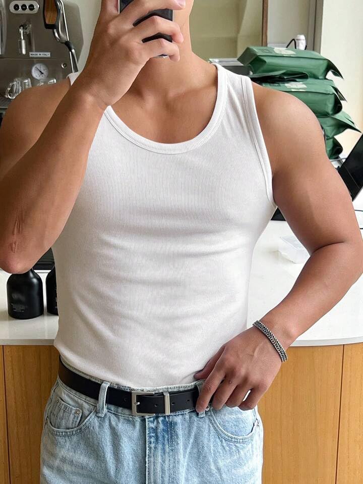 Image of Rockwell Men's Premium Cotton Vest - Sleeveless Gym Undershirt | Breathable, Stretchable & Skin-Friendly Innerwear for Everyday Comfort | 002