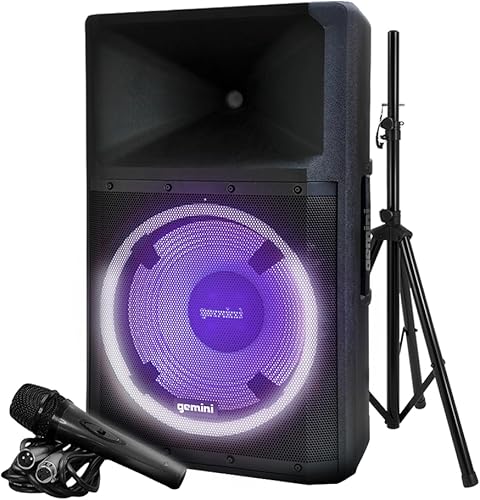 Gemini Sound GSP-L2200PK - Altavoz de DJ Bluetooth con cable de 2200 vatios de pico de corriente alterna con woofer de 15 pulgadas, luces LED de