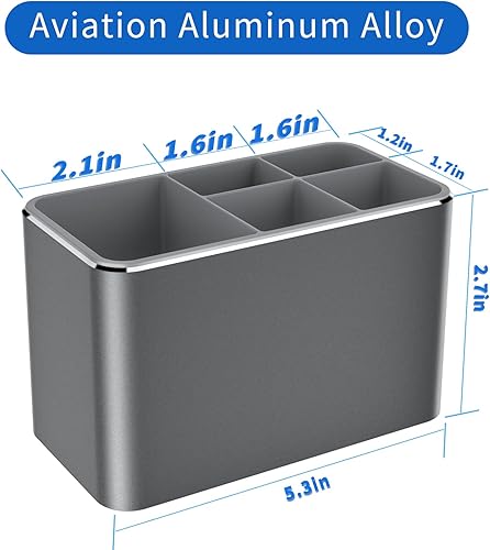 Miniatura 2 de Soporte para cepillos de dientes de aleación de aluminio para baño organizador de almacenamiento de baño accesorios pequeños para mostrador para
