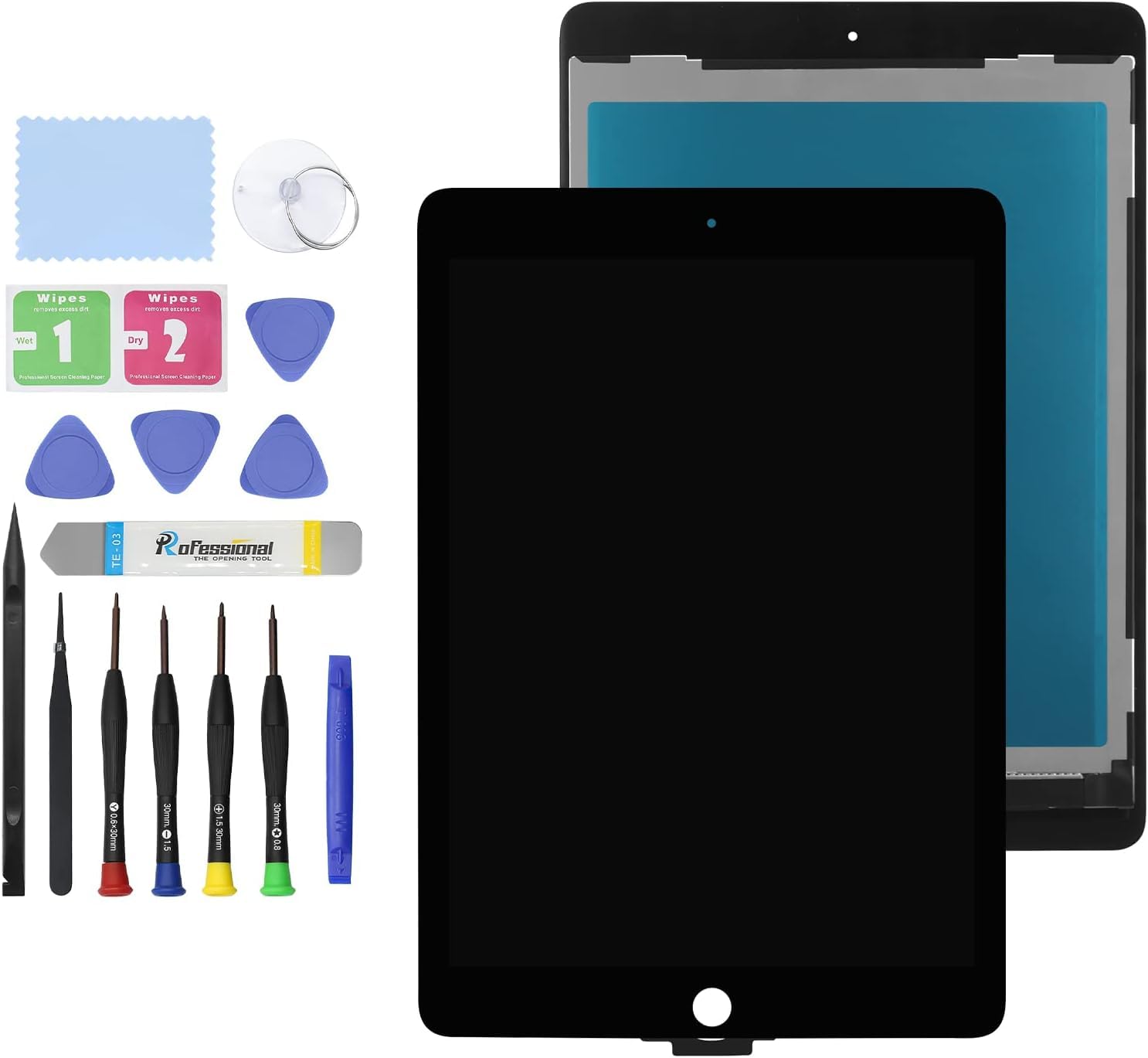 9.7" LCD Screen Replacement for iPad Air 2 (2nd Gen) A1566 A1567 Display LCD Assembly + Glass Touch Digitizer + Repair Kit (Black)