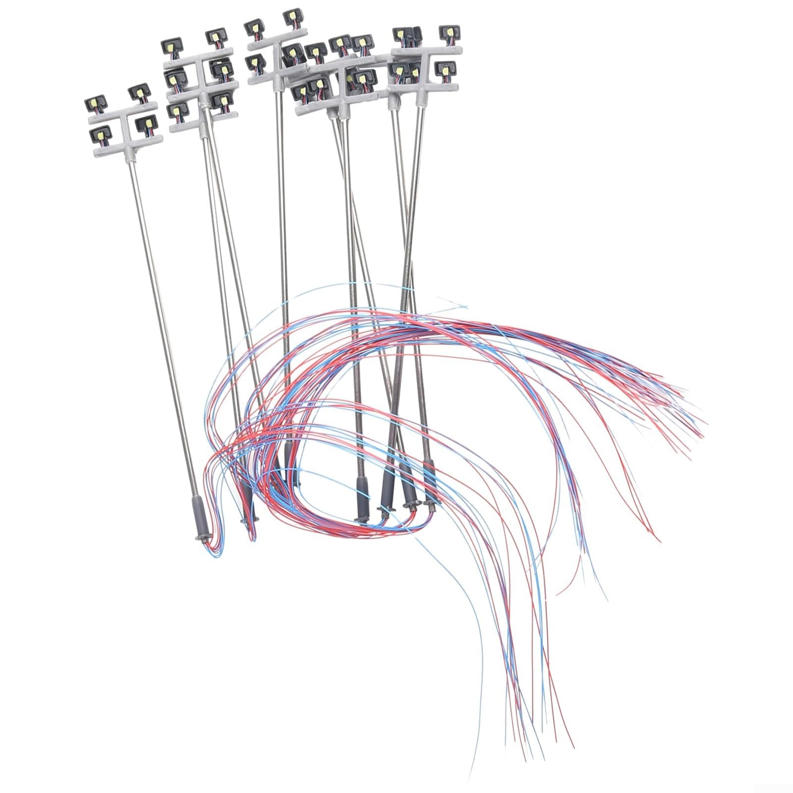 8Pcs Model Railway 1:87 HO OO Scale Plaza Lamps LED Street Light Stadium Lights For Railway Building Layout