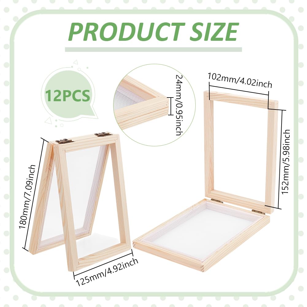UNICRAFTALE 12 STK Holz Schöpfrahmen 12.5x18cm Papierherstellung Form Rahmen Sieb Für Schulprojekte Basteln Mit Pressblumen Handwerk DIY Kreatives Papierschöpfen