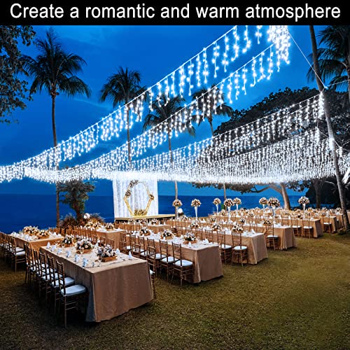 Christmas Icicle Lights Outdoor - 66Ft 640 Led 8 Modes Connectable Curtain Fairy String Lights With Timer Memory, Plug In Waterproof For Home Decoration Holiday Eaves Yard Party Indoor (Cool White) #TOP5