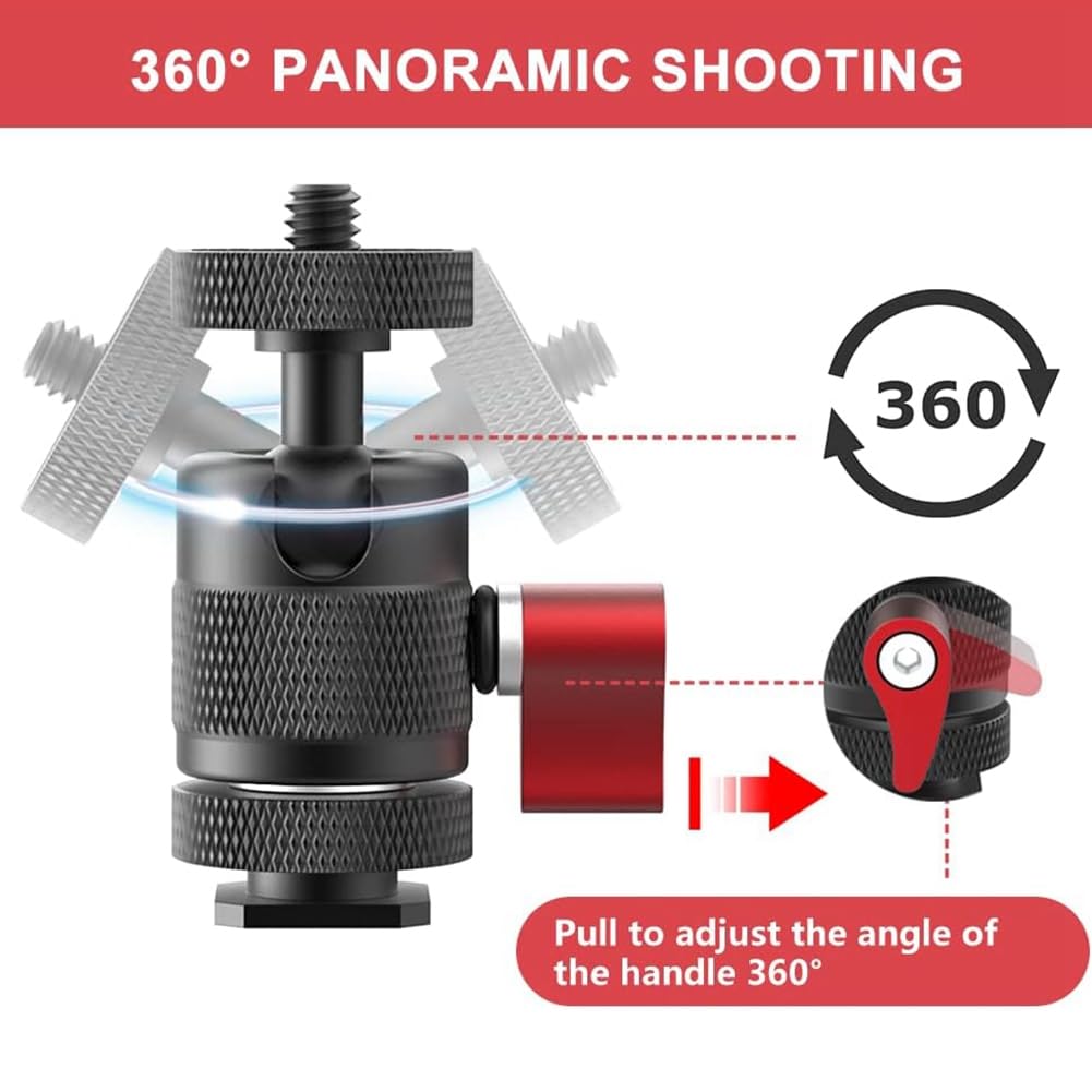 Mini Support De Rotule Pour Trépied Avec Adaptateur De Sabot Amovible 6,35 Mm Pivotant à 360
