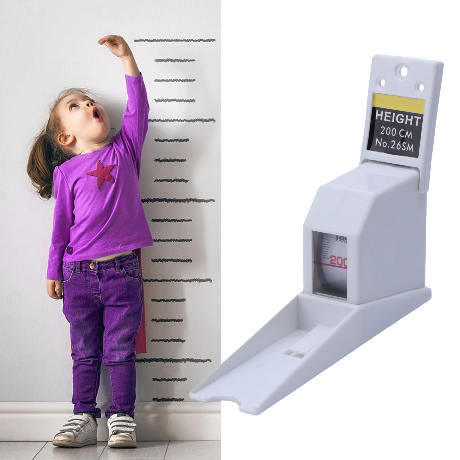 DIIOOMIEEU Wall Mounted Compact Stadiometer with Wall Plate 200cm Metric for Ideal for Clinics Families Portable Ruler