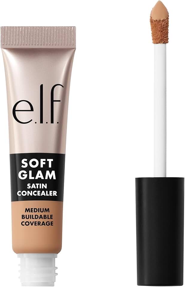 e.l.f. Soft Glam Satin Concealer, Medium Coverage For Blemishes & Under-Eye, Crease-Resistant, Long Lasting, Vegan & Cruelty-Free, 21 Light Neutral