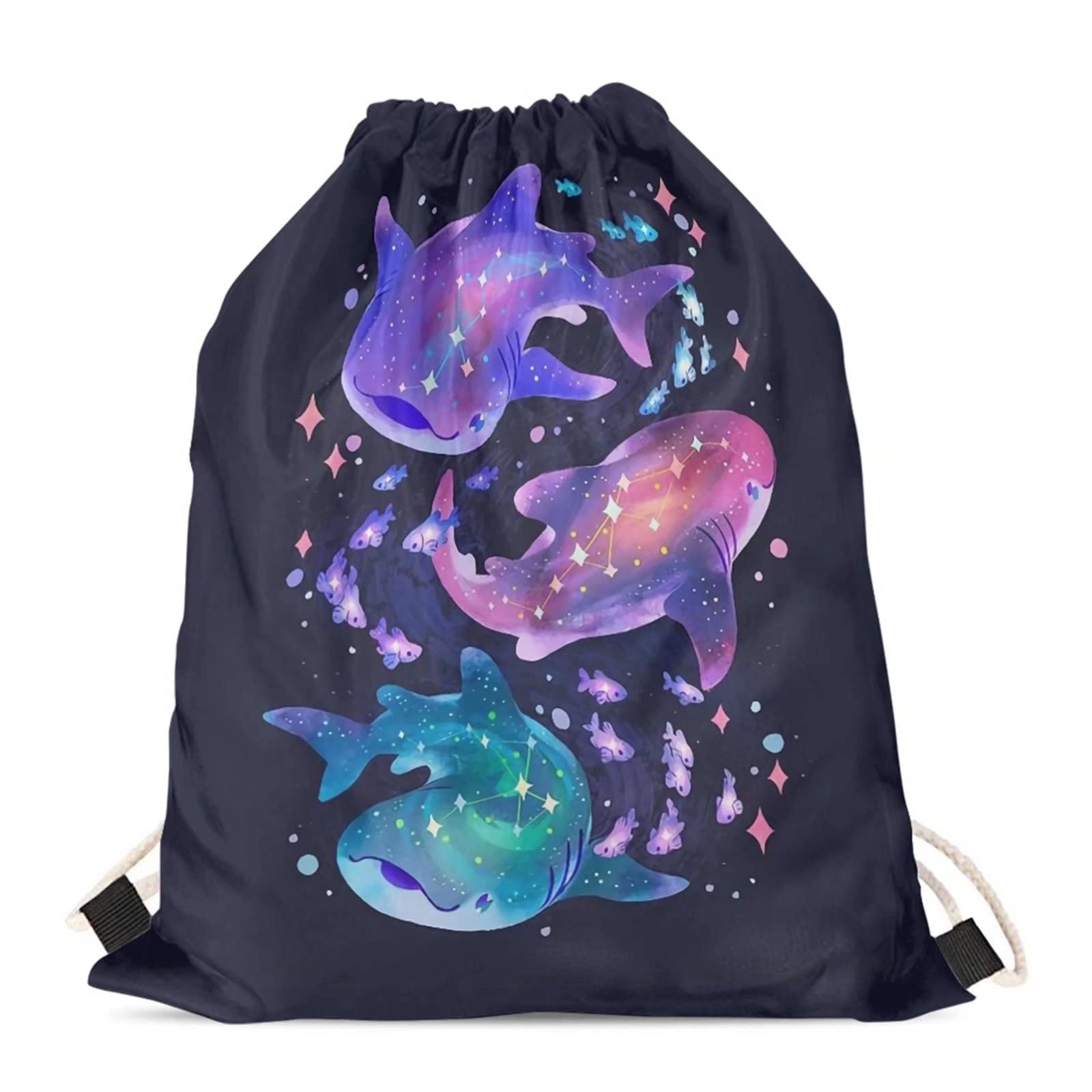 BYCHECAR Star Killer Whale Swim Bag for Girls School Pe Bgas Kids Drawstring Backpack Childrens Beach Sack Gym Pouch Sport Travel