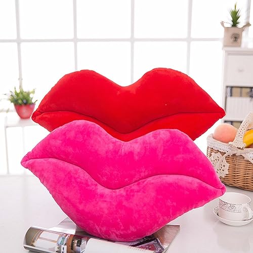 Miniatura 6 de LEVINIS Almohadas con forma de labios rosa intenso regalo del día de San Valentín terciopelo suave cojín reversible decorativo para cama sofá u