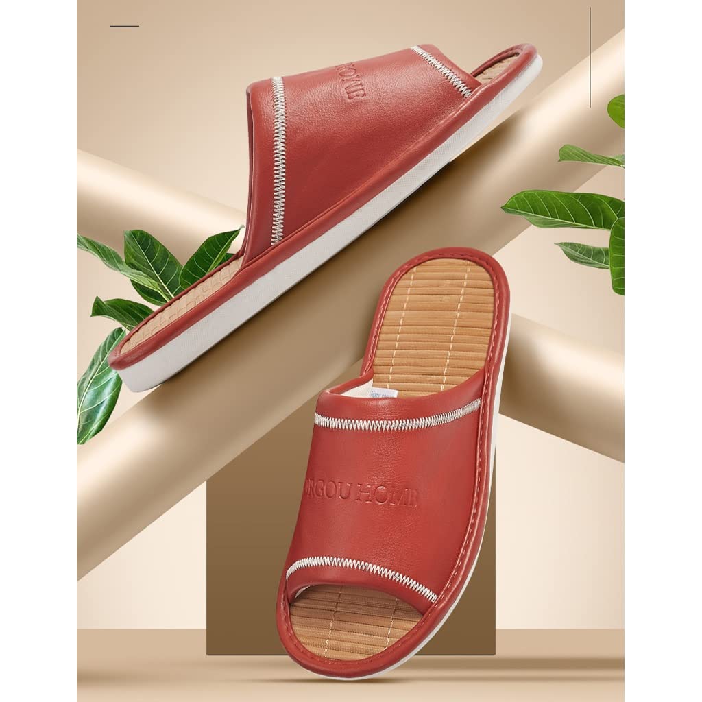 Zapatillas para Mujer de Interior, Zapatillas de Lino de algodón con Punta Abierta para Interiores de Cuero de PU, Zapatillas de Interior Antideslizantes de Verano de Lino Unisex de (Color: Verde,