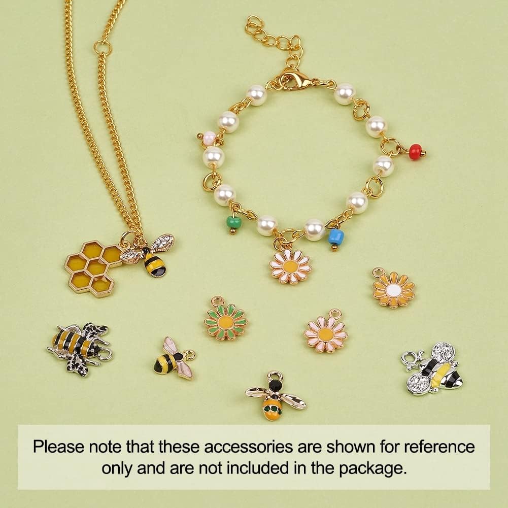 KISSITTY 28pcs/box Enamel Bee Charm Pendants Daisy Flower Dangle Charm for Earrings Necklace Bracelet Jewelry Making and Crafting - Image 2