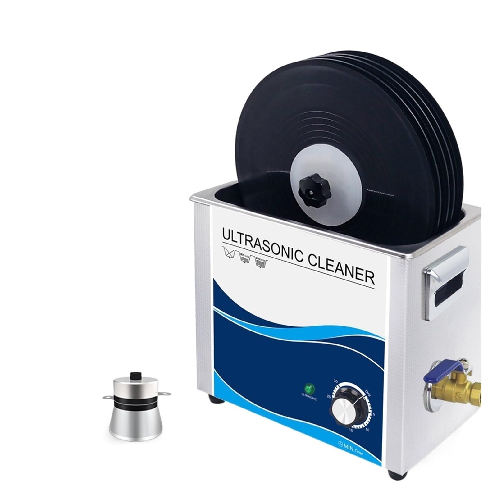Limpiador ultrasónico de 6,5 L y 180 W con soporte elevador para discos de vinilo LP