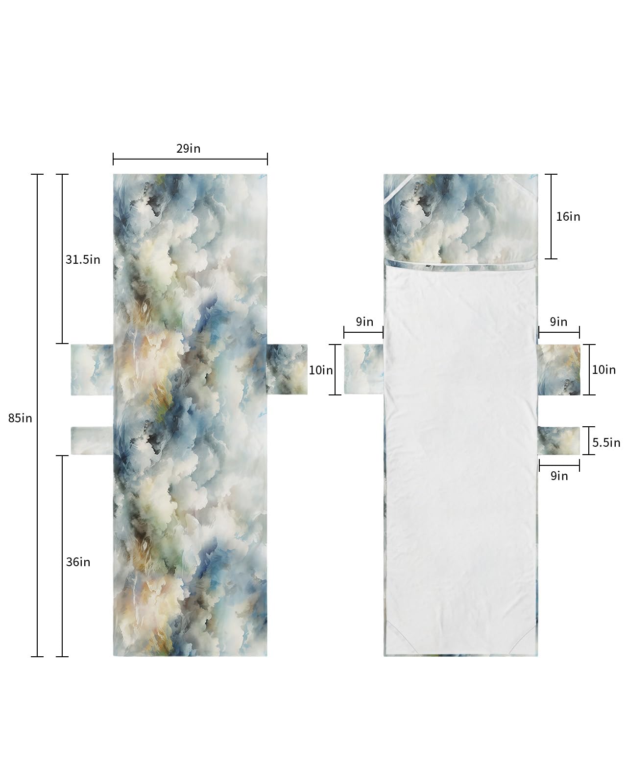 Blue White Cloud, Beach Lounge Chair Towel Cover, Soft Chaise Lounge Towel with Side Pockets Patio Pool Chairs Cover for Beach/Pool Sunbathing 29x85 Modern Abstract Natural Landscape Scenery