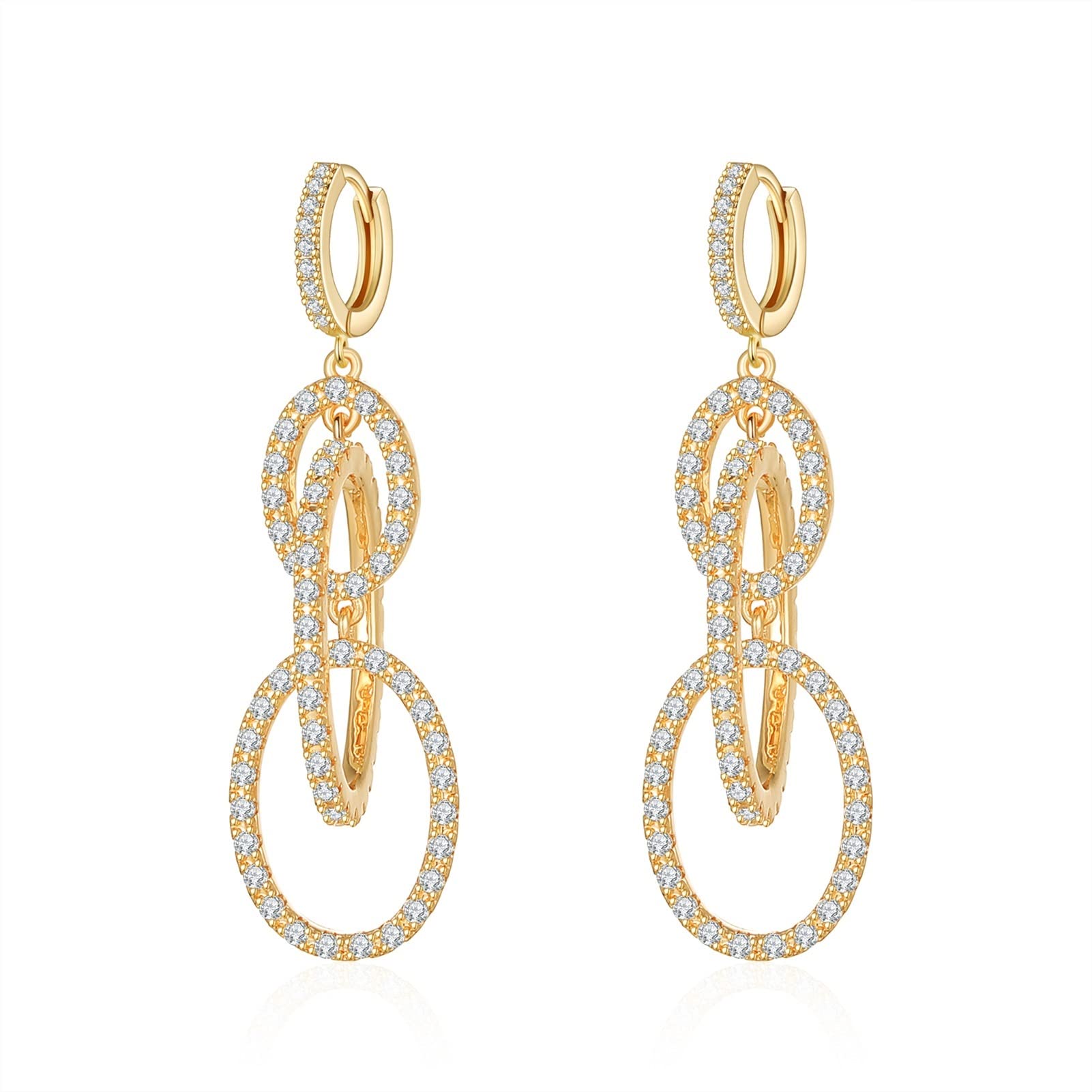 Pendientes pendant de mujer con incrustaciones y diseño elegante 7