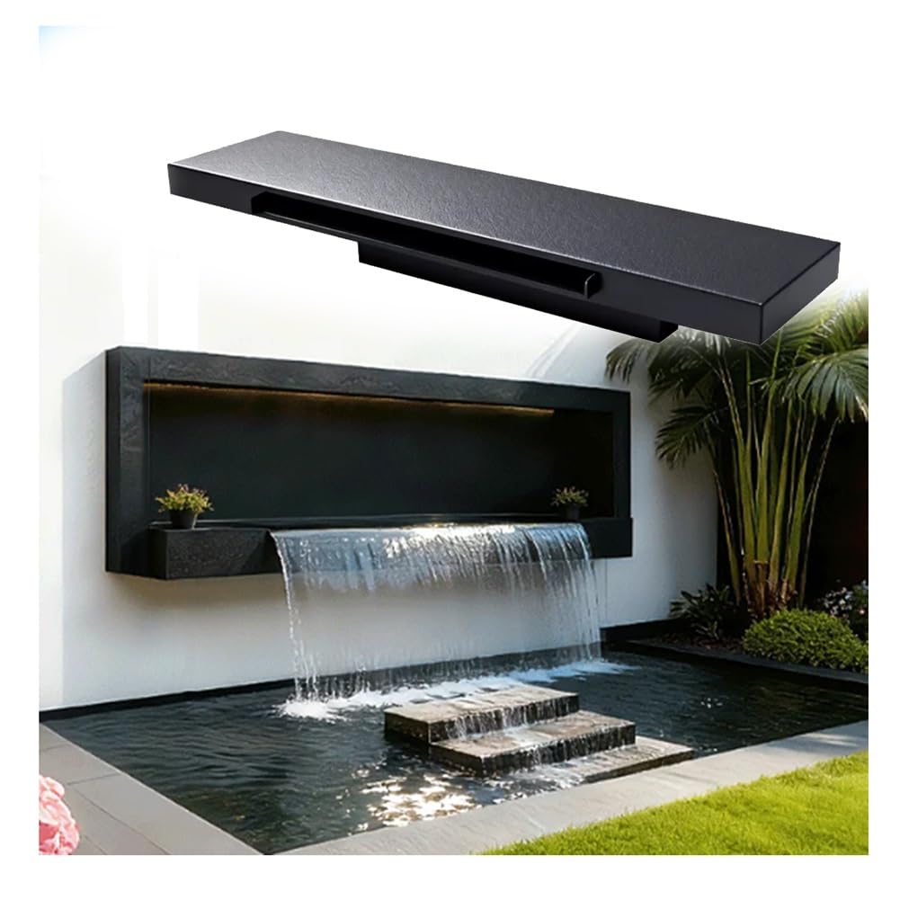 Stainless Steel Waterfall Spout, Water Curtain Wall Outlet Channel, Flowing Water Feature Wall — Courtyard & Fish Pond Landscaping(80 cm)
