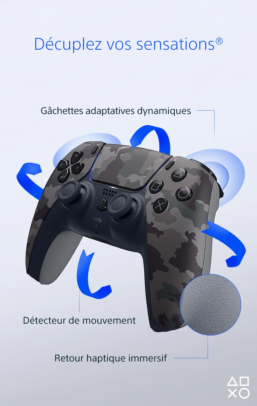 Playstation Sony, Manette 5 Officielle DualSense, Sans Fil, avec Retour Haptique & Gâchettes Adaptatives, Micro Intégré, Batterie Rechargeable, Compatible PS5/PC, Couleur : Camouflage
