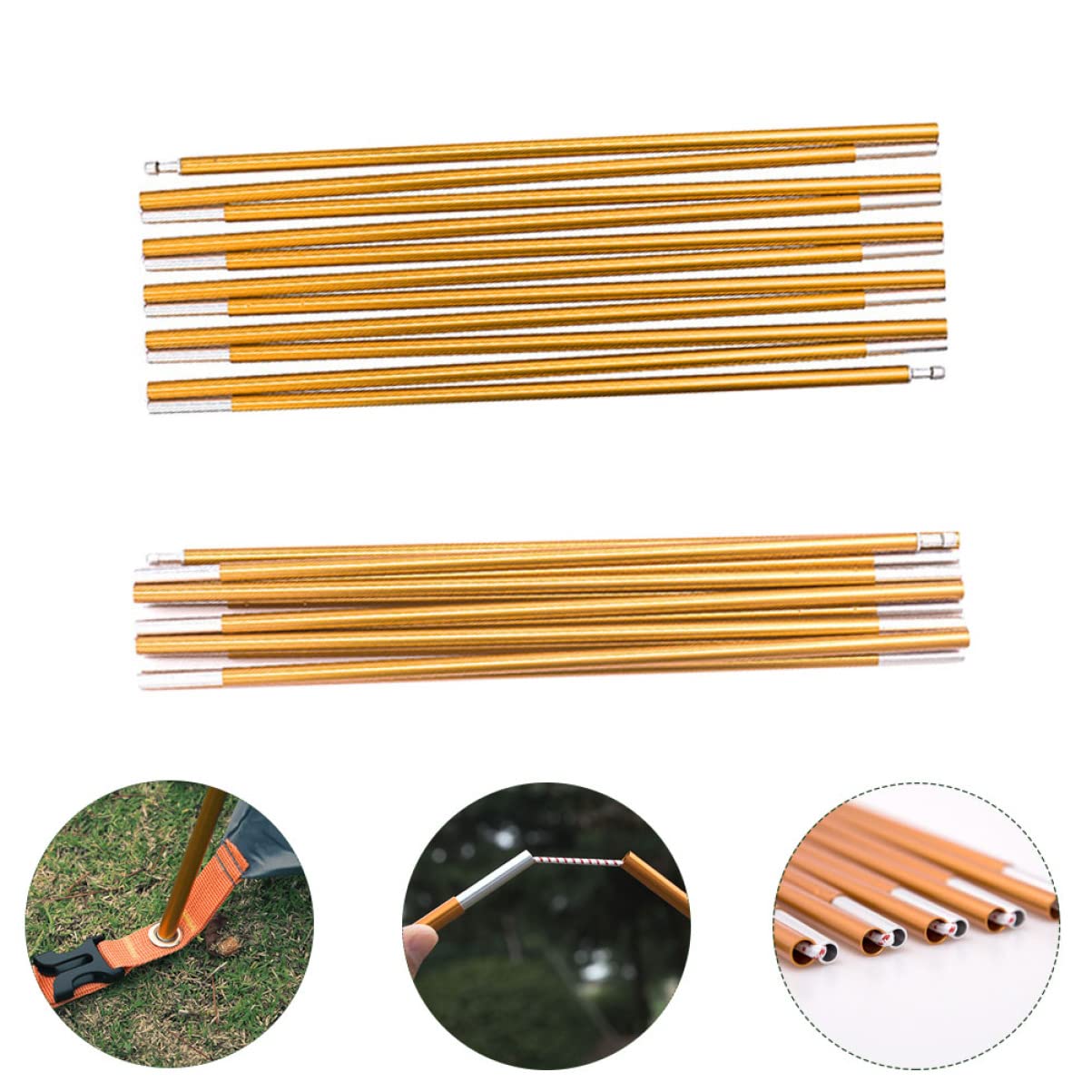 Zeltstangen Unterstützung Plane für Camping Überdachung Wandern im Freien Campingplanenstangen Himmelstangen für Plane Baldachin Aluminiumlegierung Golden